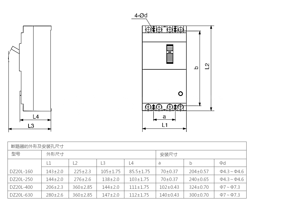 DZ20L塑壳漏电保护断路器尺寸图.png