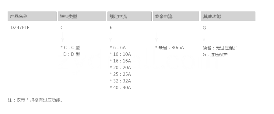 DZ47PLE微型漏电保护断路器型号说明.png