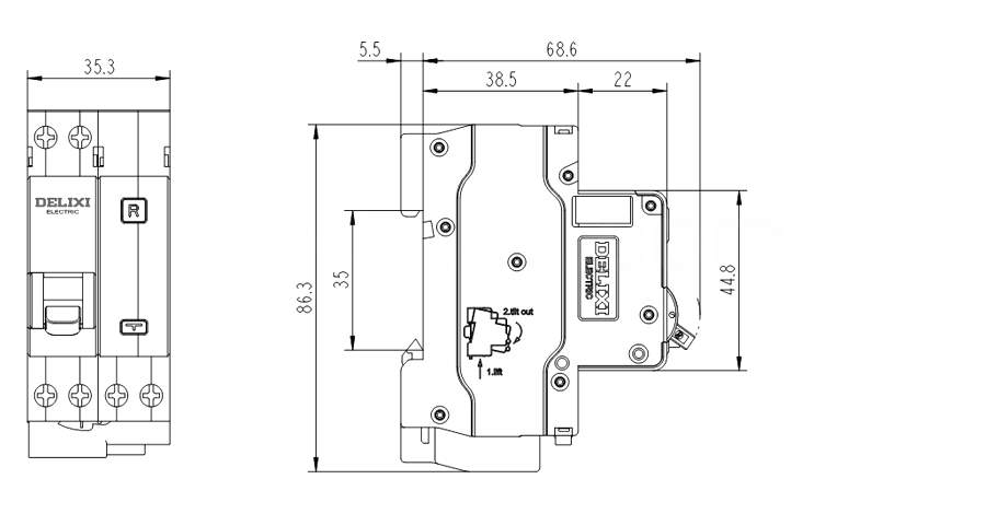 DZ47PLE微型漏电保护断路器尺寸图.png