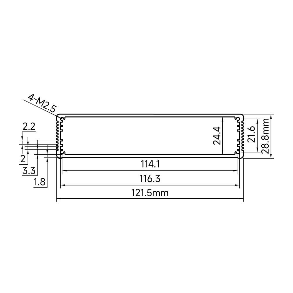 一体式铝合金壳体122*29*100 本色喷砂阳极氧化-嘉立创FA商城