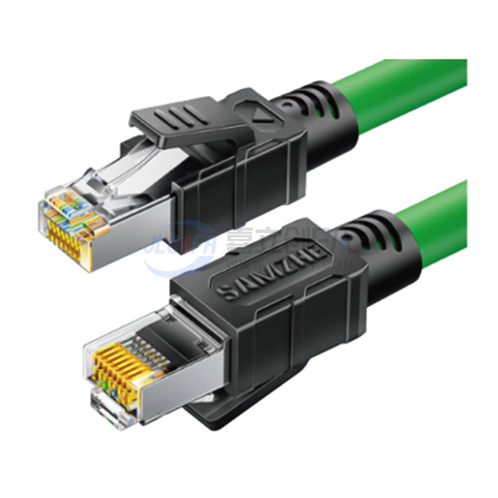 山泽(SAMZHE) 超六类网线 高柔工业双屏蔽拖链型 1米 绿色