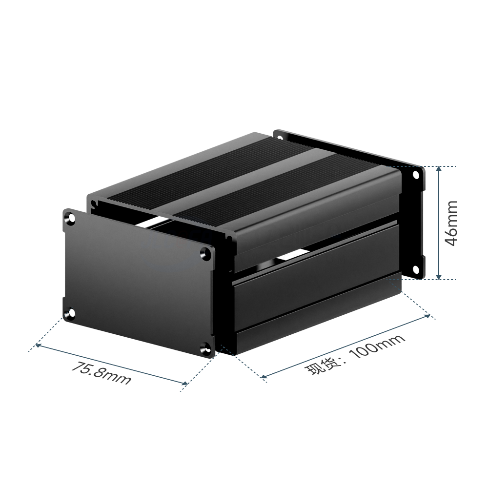 分体式铝合金壳体76*46*100 黑色喷砂阳极氧化