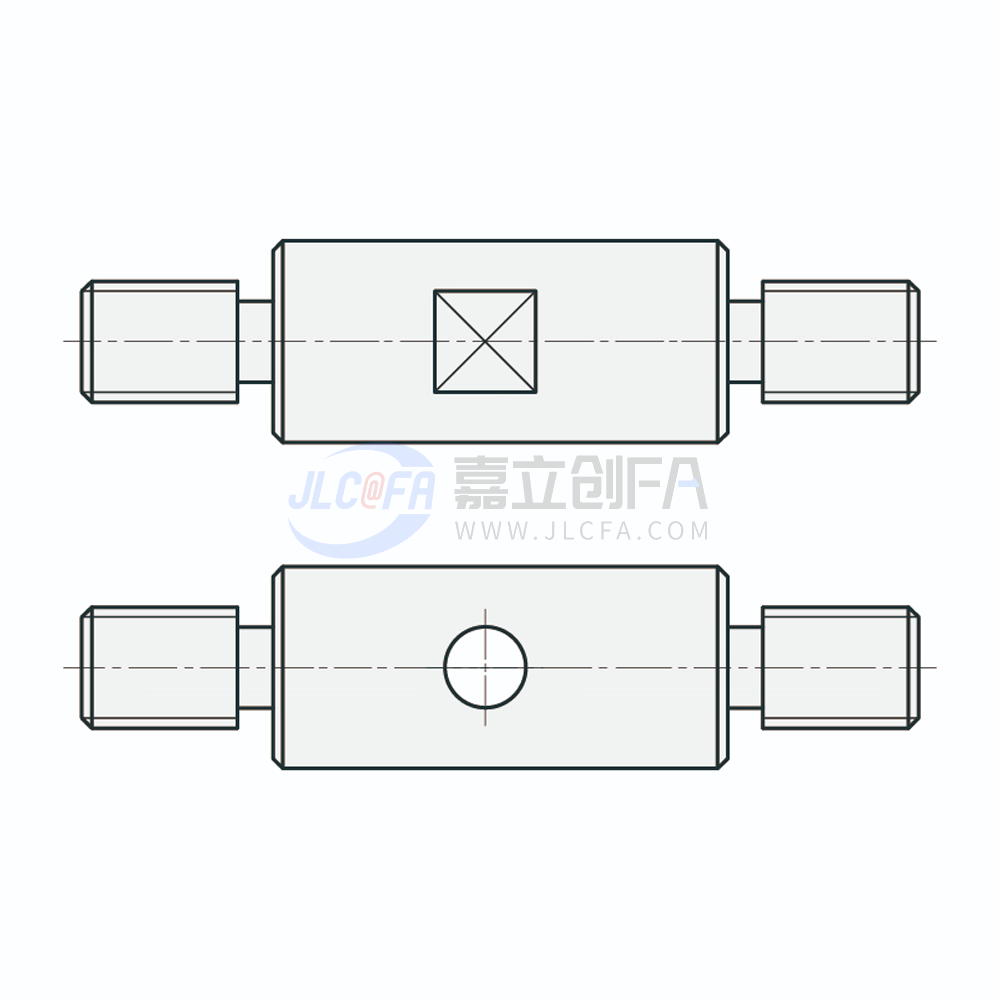 实心导向轴 两端外螺纹型 带退刀槽+扳手槽型/带退刀槽+通孔型 g6