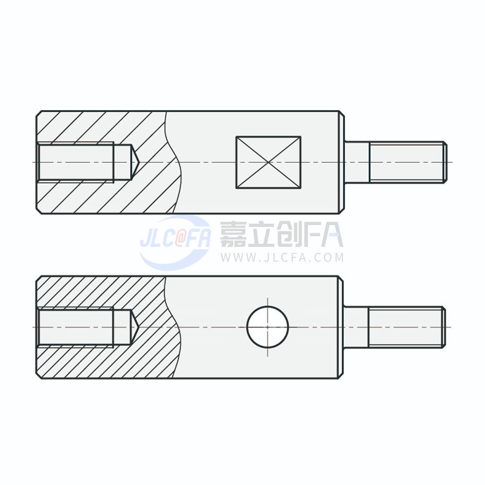 实心导向轴 一端外螺纹一端内螺纹型 带扳手槽型/带通孔型 g6