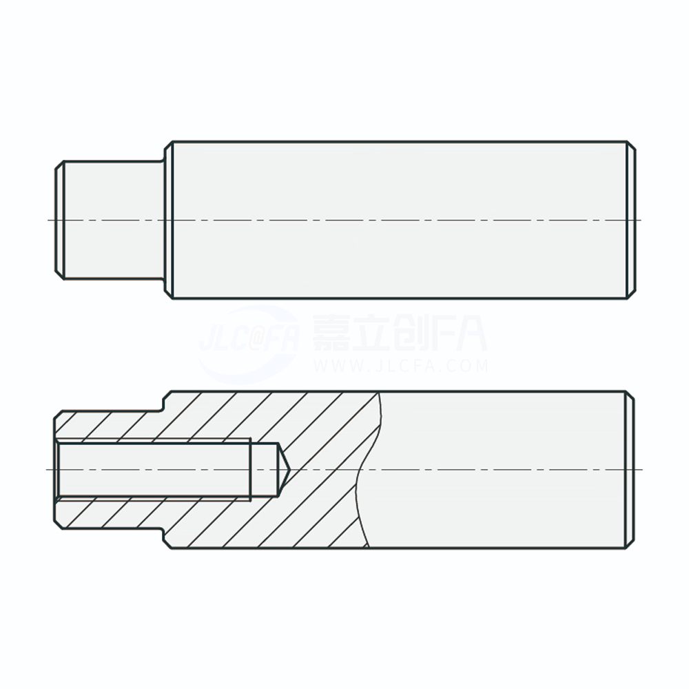 实心导向轴 一端台阶形 轴端不加工 /一端内螺纹型 g6
