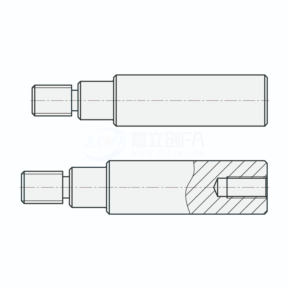 实心导向轴 一端台阶形 一端外螺纹型/一端台阶外螺纹另一端内螺纹型  g6