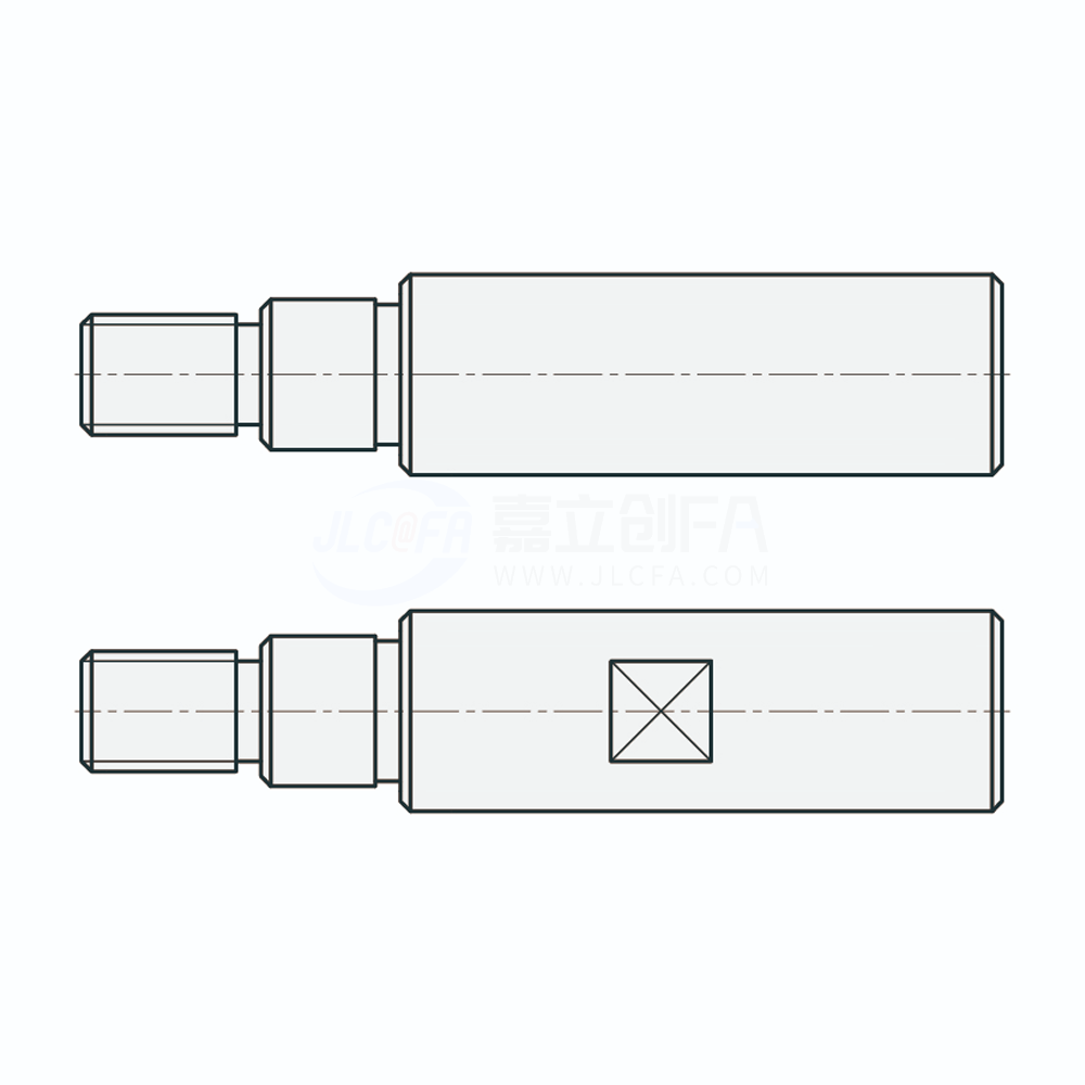 实心导向轴 一端台阶形  一端外螺纹型 带退刀槽型/带退刀槽+扳手槽型  g6