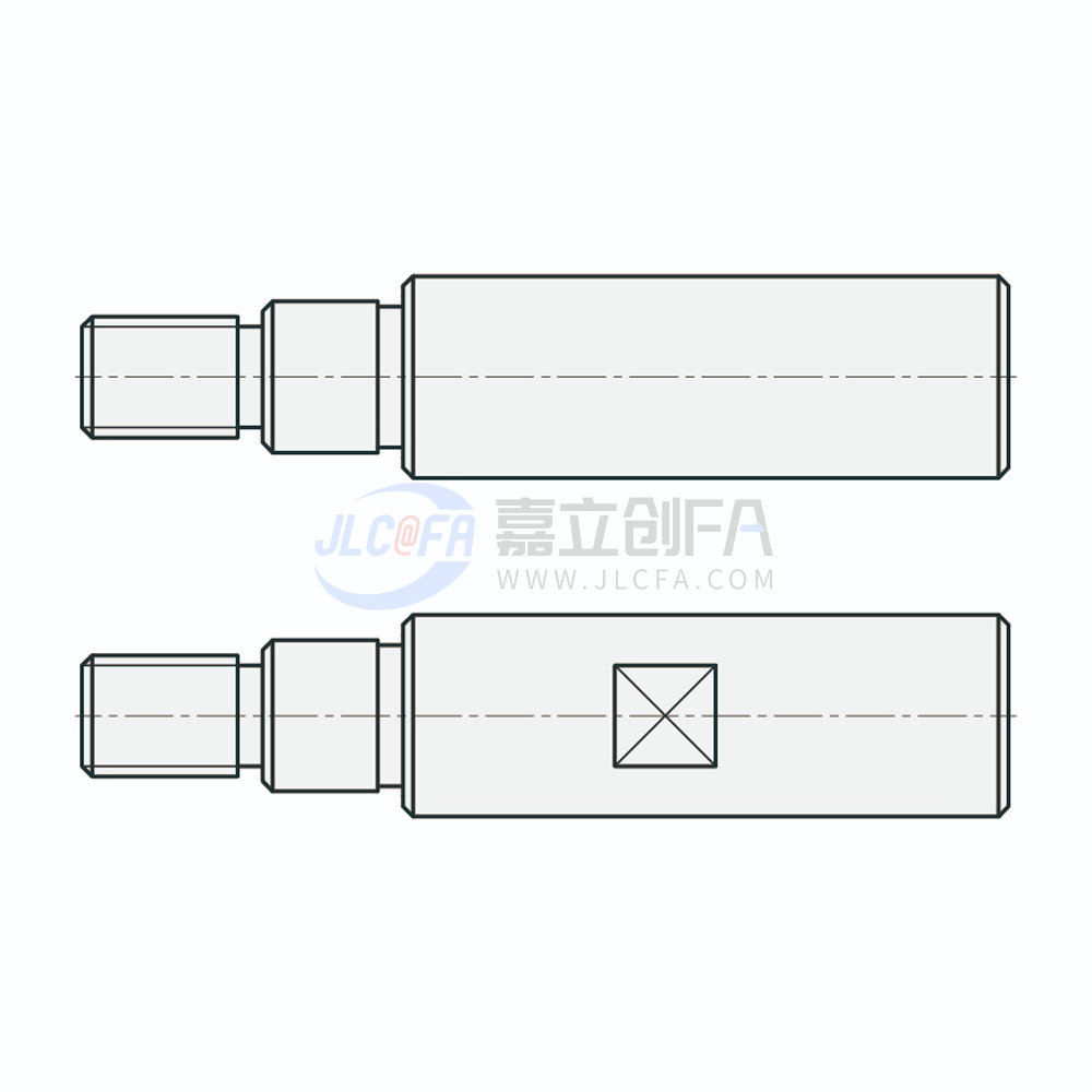 实心导向轴 一端台阶形  一端外螺纹型 带退刀槽型/带退刀槽+扳手槽型  g6