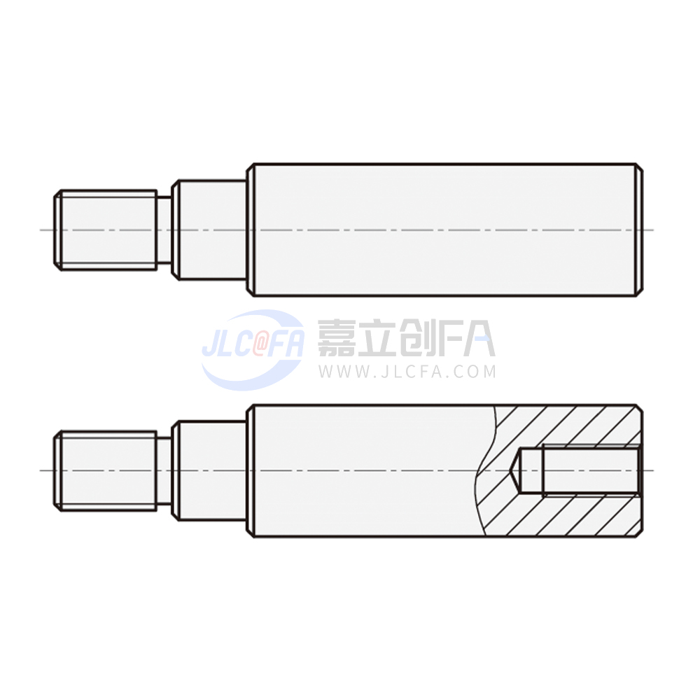 实心导向轴 一端台阶形 一端外螺纹型/一端外螺纹另一端内螺纹型 f8 实心导向轴 一端台阶形 一端外螺纹型/一端外螺纹另一端内螺纹型 f8