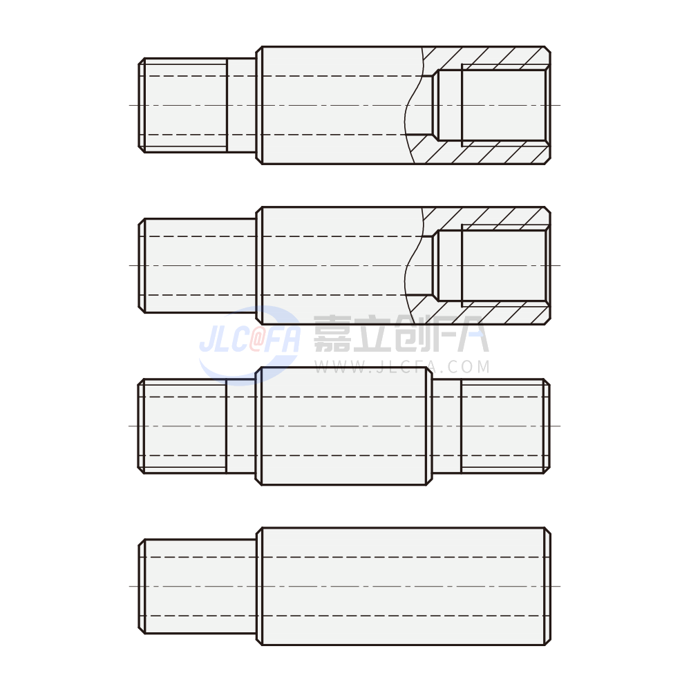 管型导向轴 一端外螺纹一端内螺纹型/两端外螺纹型/一端台阶型/一端台阶一端内螺纹型