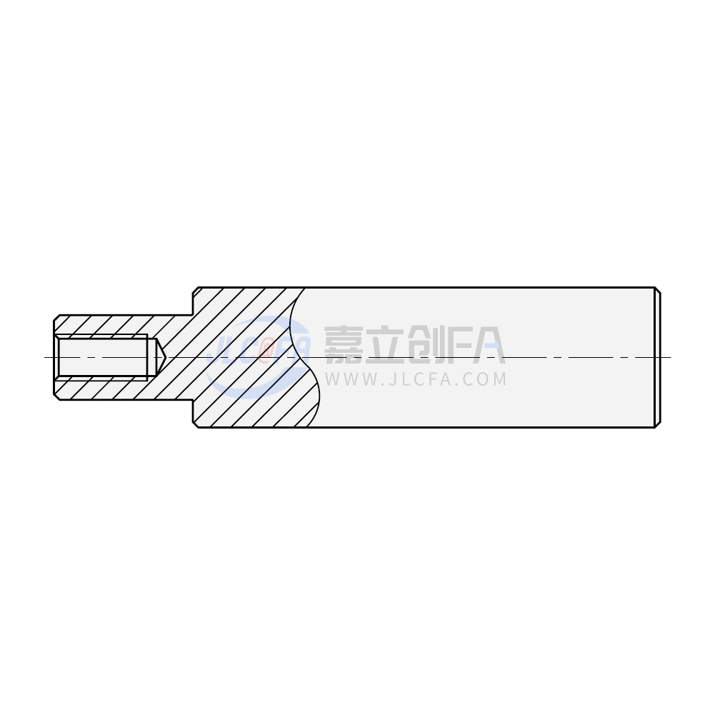 转轴  一端台阶型 一端内螺纹型  轴身不加工