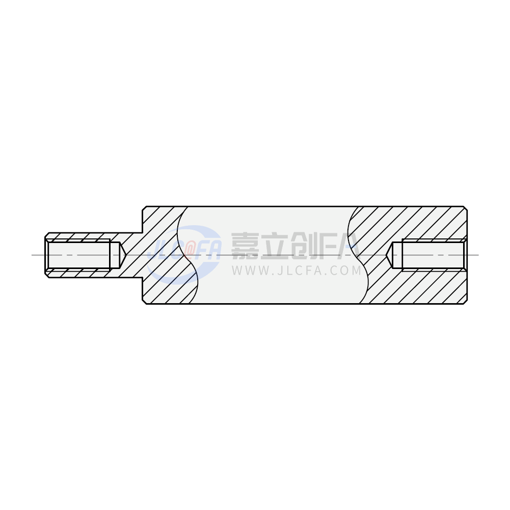 转轴 一端台阶型 两端内螺纹型 轴身不加工 转轴 一端台阶型 两端内螺纹型 轴身不加工