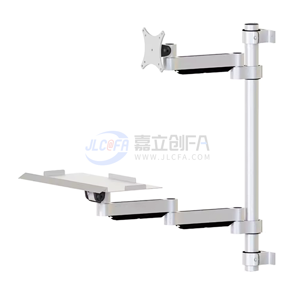显示器支架 通用键盘 单显示器 立柱壁挂式 立柱锁紧 普通型 双臂