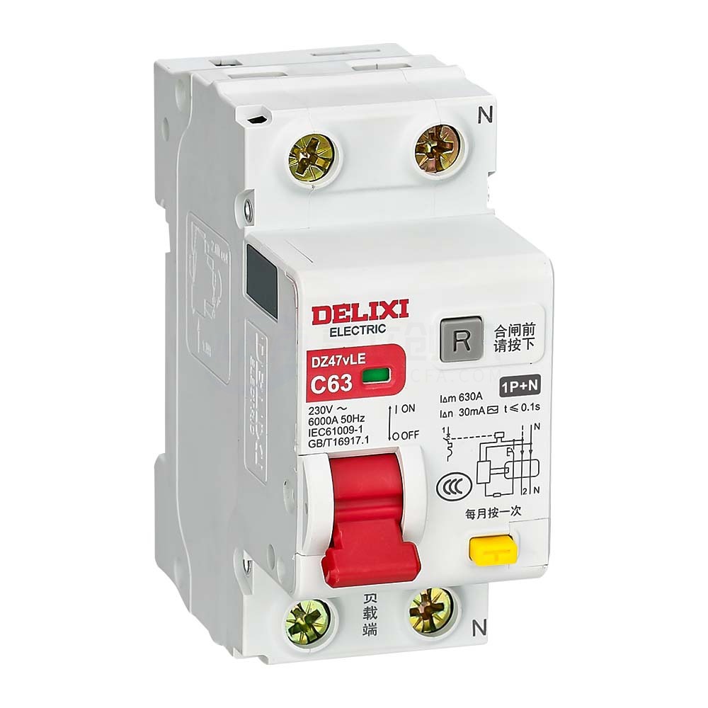 德力西(DELIXI) 小型漏电保护断路器 DZ47VLE 2P