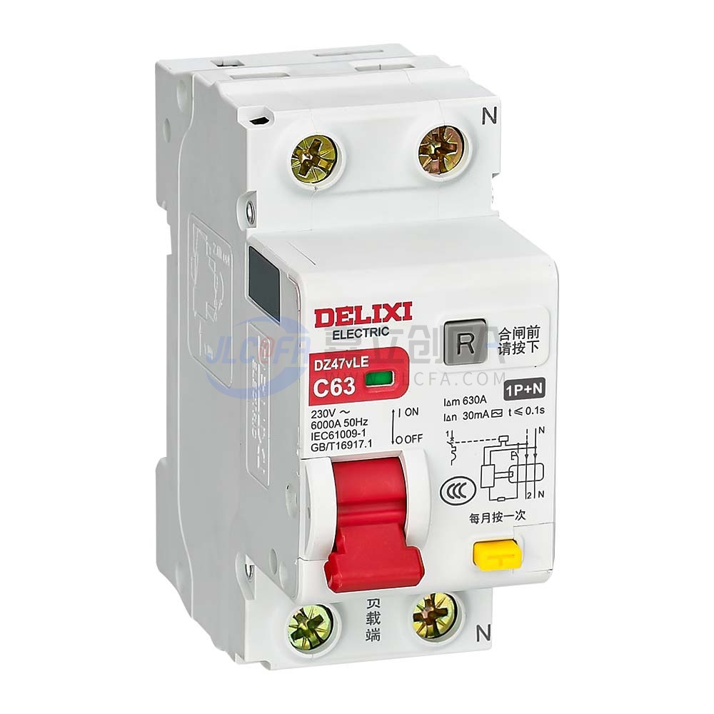 德力西(DELIXI) 小型漏电保护断路器 DZ47VLE 2P