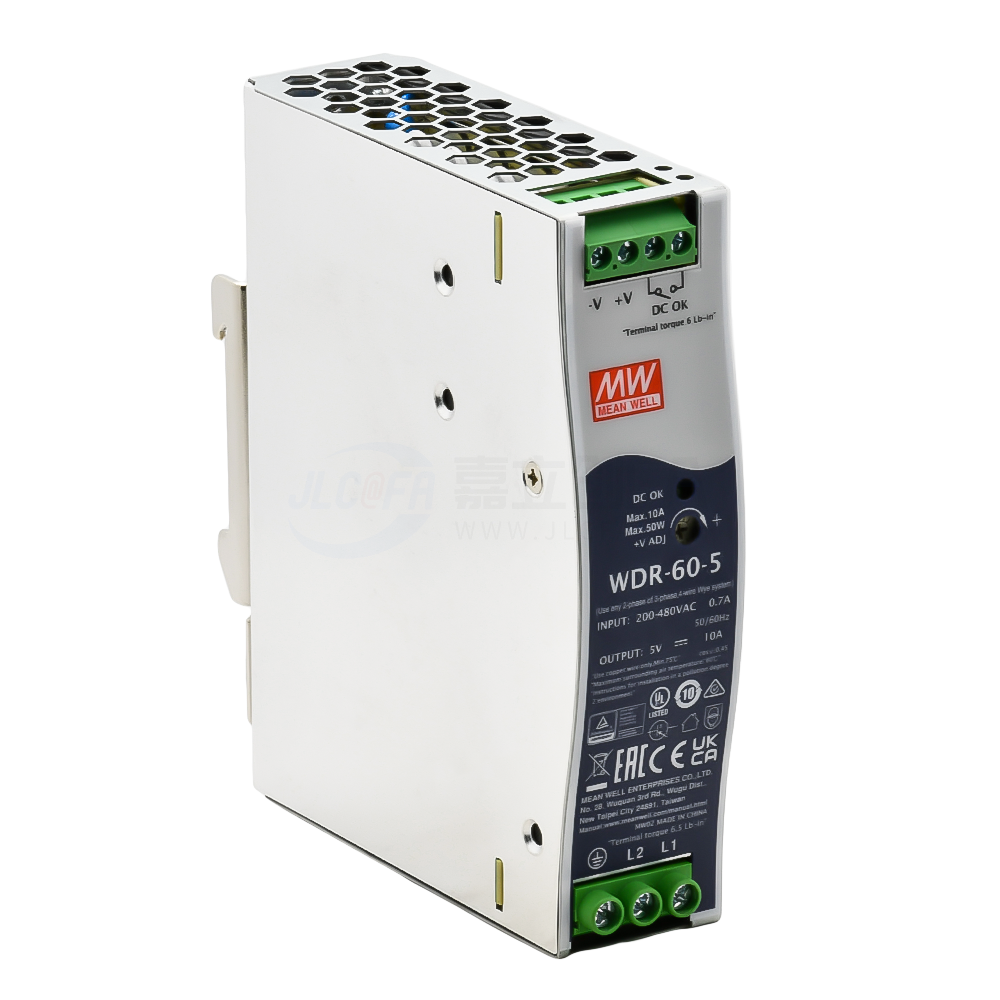 明纬(MEAN WELL) 开关电源 WDR 导轨式安装 60W 单组输出 WDR-60-48 | 嘉立创FA