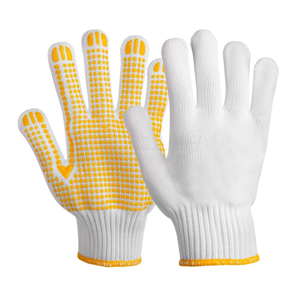 得力(DELI) 涤纶PVC点珠手套(黄)