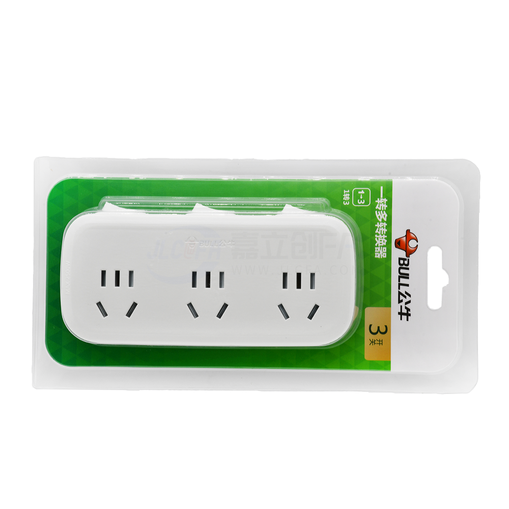 公牛BULL 插线板 GN-9333 转换插头/一转三3位分控